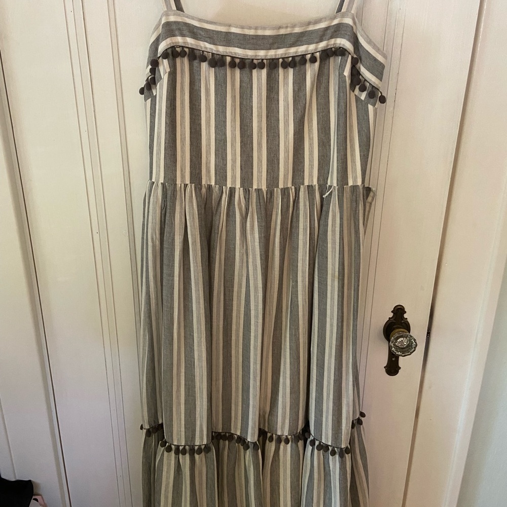 Maggy London Grey & White Striped Midi Dress 14